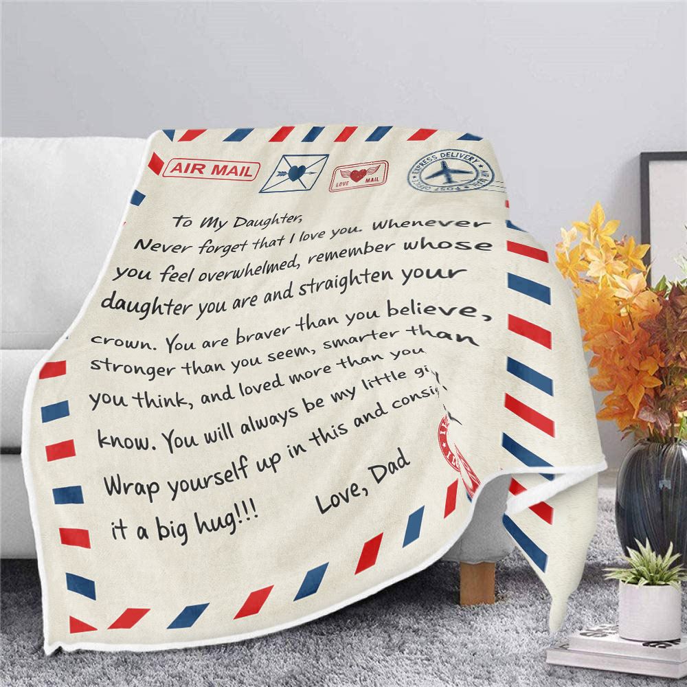 Beautiful Gift for Daughter From Dad "Never Forget That I Love You" Premium Plush Blanket