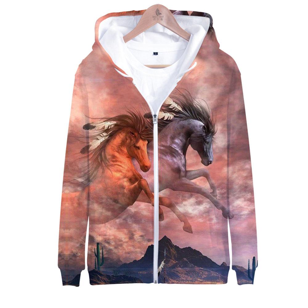 Running Horses Cloudy Native American All Over Hoodie LT10