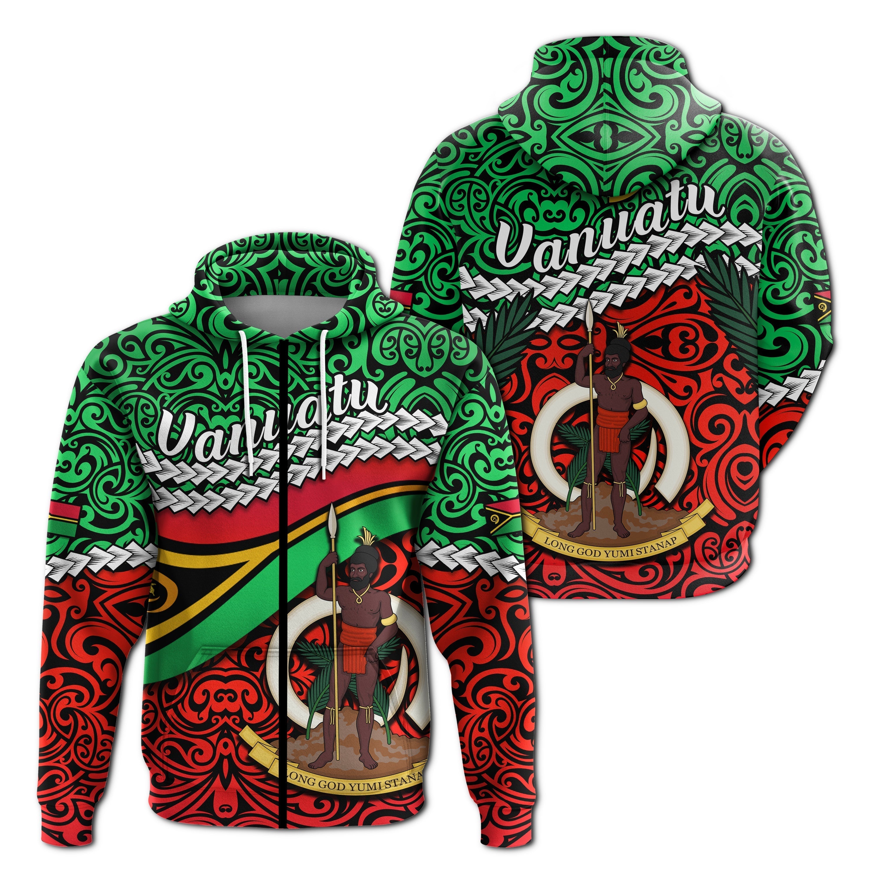 Proud Vanuatu Zip Hoodie Pattern Mix Flag LT13