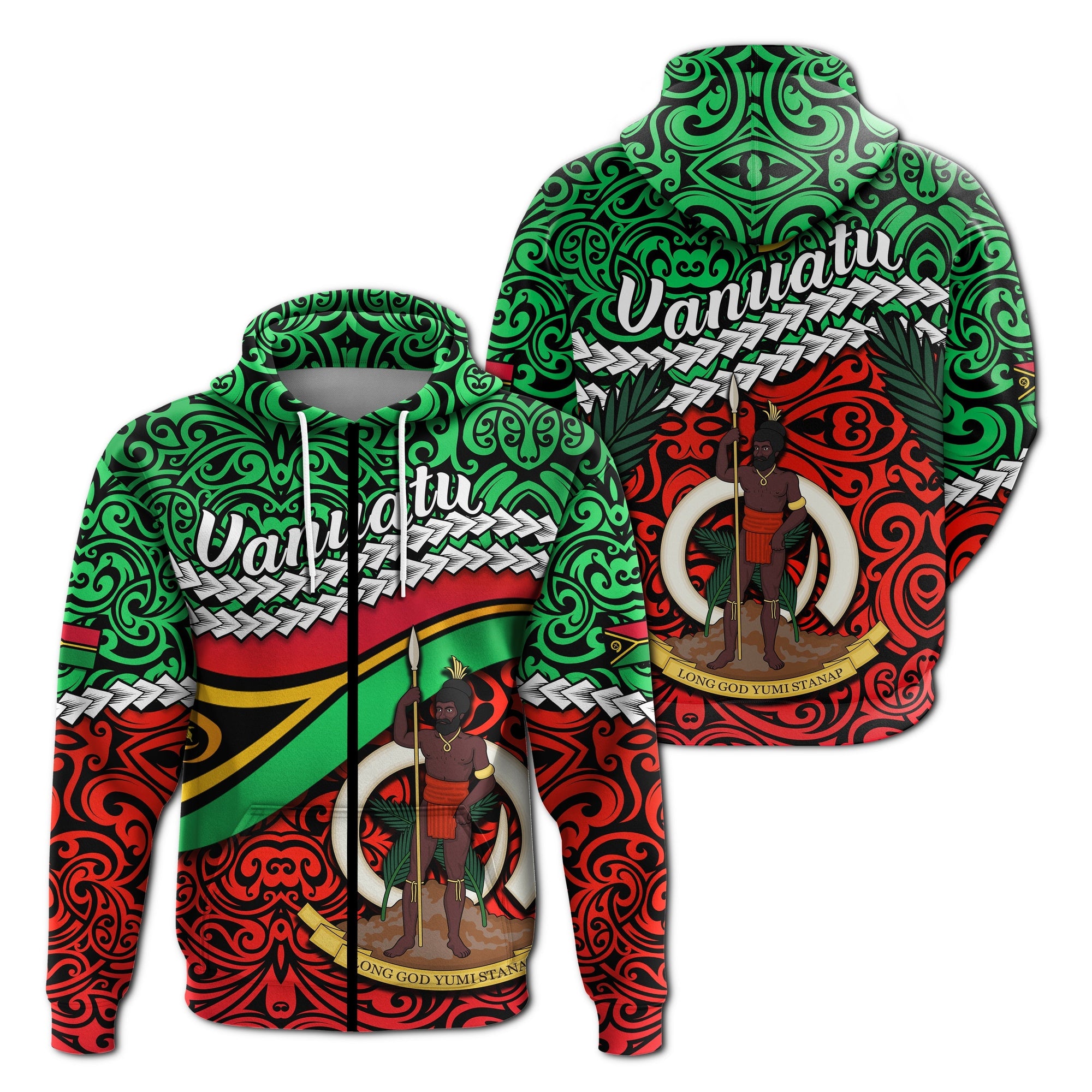 Proud Vanuatu Zip Hoodie Pattern Mix Flag LT13