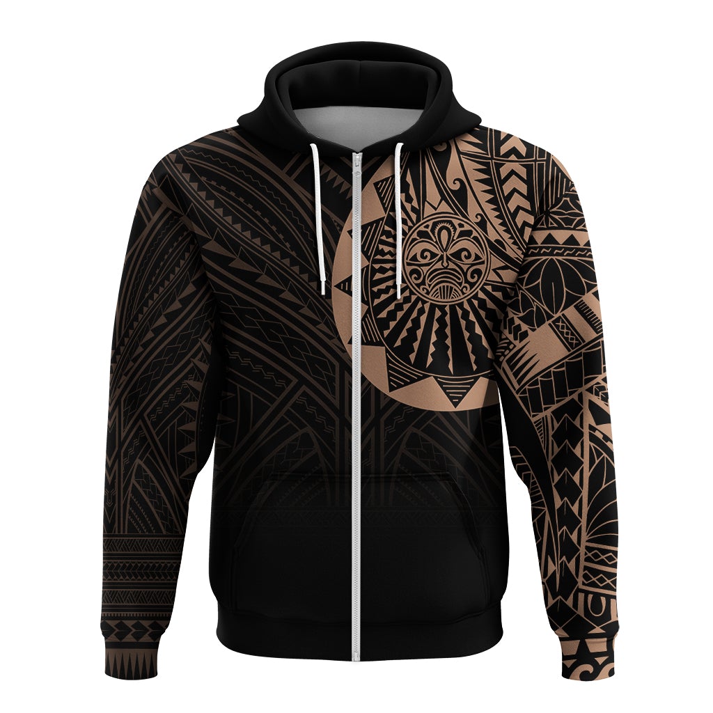 Polynesian Full Sleeve Tattoo Zip Up Hoodie Blush Color LT7