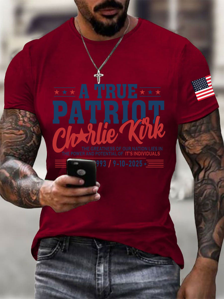 A True Patriot T-Shirt Charlie Kirk Memorial Shirt – Rinova Print
