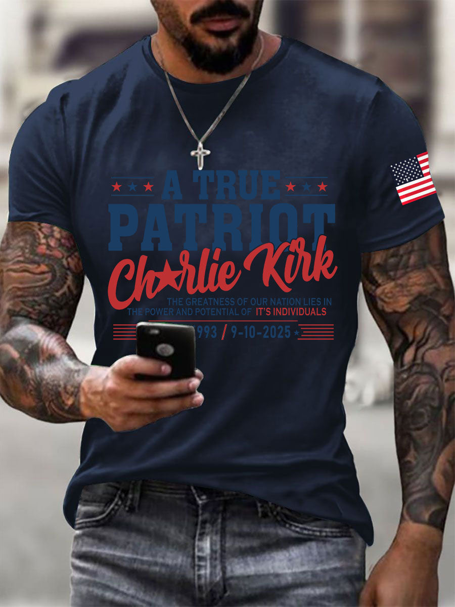 A True Patriot T-Shirt Charlie Kirk Memorial Shirt – Rinova Print