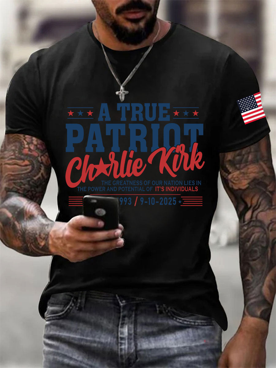 A True Patriot T-Shirt Charlie Kirk Memorial Shirt – Rinova Print