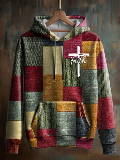 Faith Print Casual Hoodie Christian Pullover Sweatshirt for Men and Women Religious Gift USA Patriotic