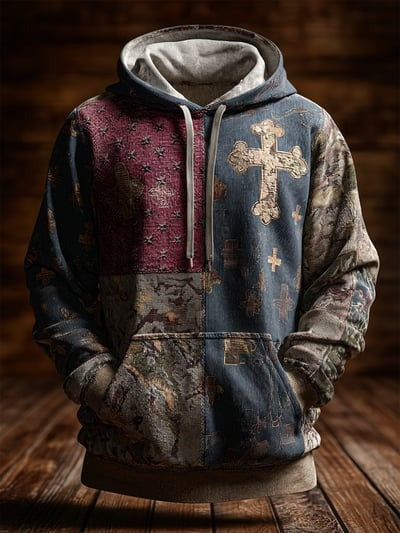 Vintage Faith American Flag Camo Hoodie Christian USA Patriotic Apparel Pullover Sweatshirt Gift