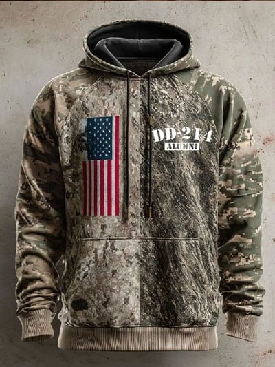 DD-214 American True Form of Freedom All Over Print Hoodie USA Flag Patriotic Veteran Pullover Sweatshirt Gift
