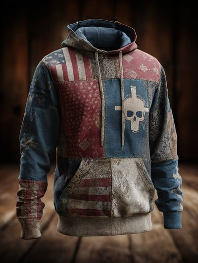 USA Patriotic Freedom Vintage Faith American Flag Camo Hoodie Christian Apparel Pullover Sweatshirt