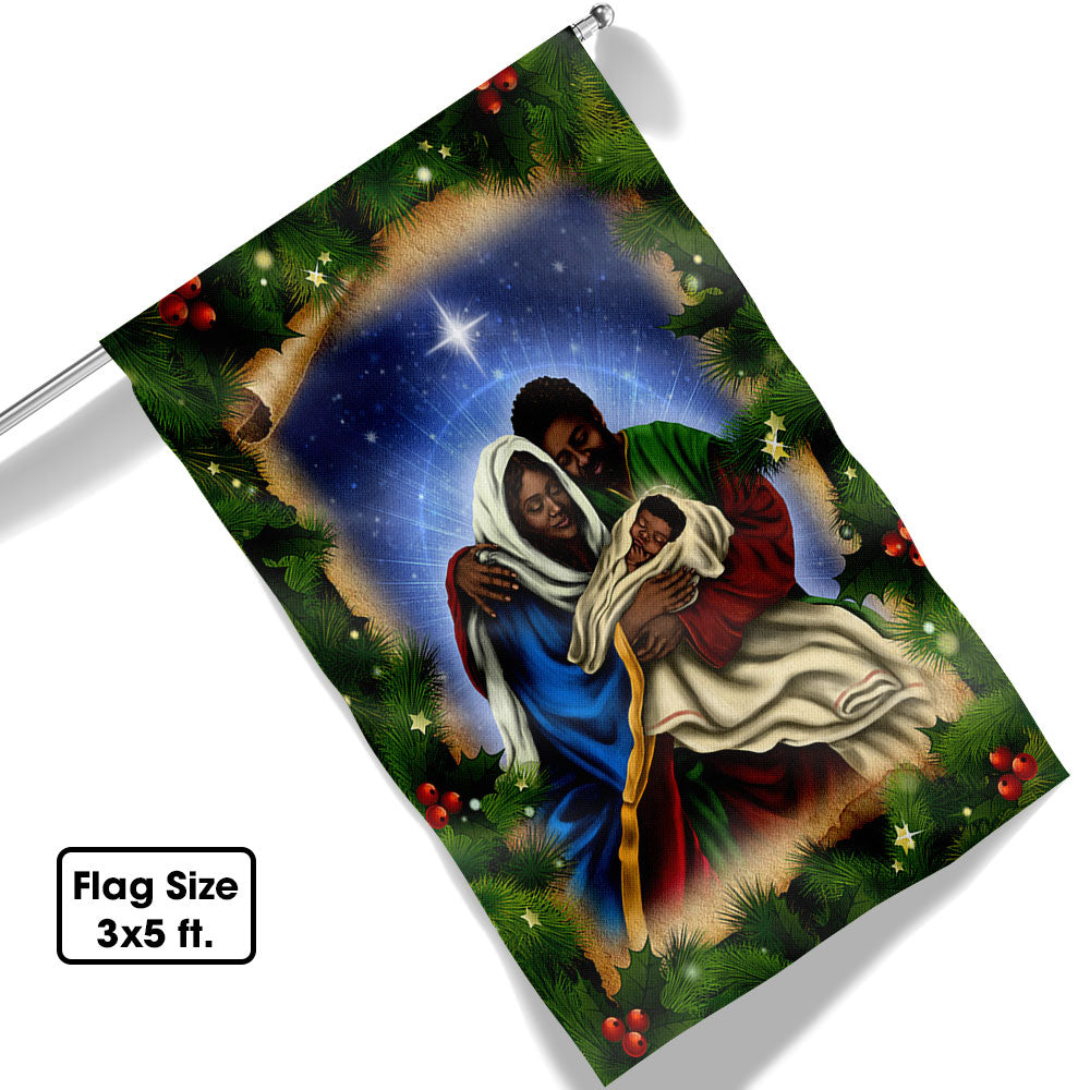 African American Black Holy Family Flag Nativity Scene - Liberish