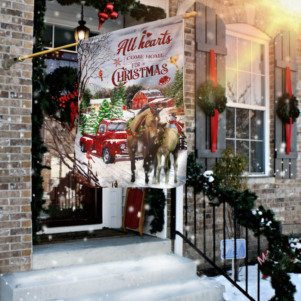 All Hearts Come Home For Christmas Horse Flag - Liberish