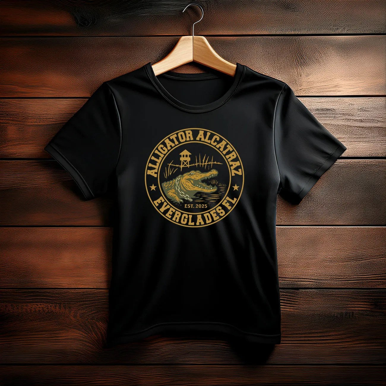 Alligator Alcatraz Shirt Everglades Florida Parody Tee Funny Vintage Gator Design T-Shirt - Liberish