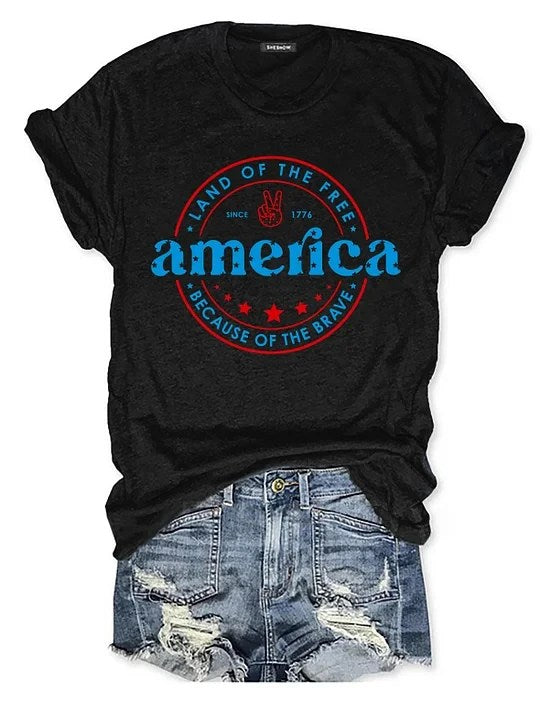 America Land Of The Free Because Of The Brave T-Shirt Patriotic Gifts For Her - Liberish