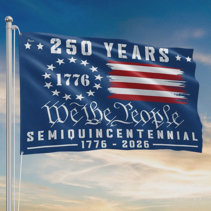American Flag America 250th Anniversary We The People Grommet Canvas Flag - Liberish