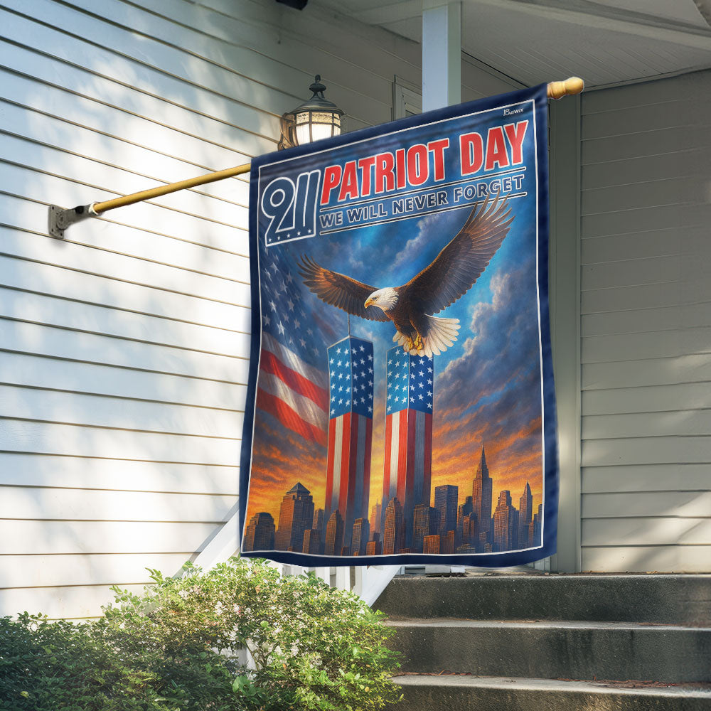 American Flag - We Will Never Forget 9 11 Flag With Twin Towers And Eagle - Liberish