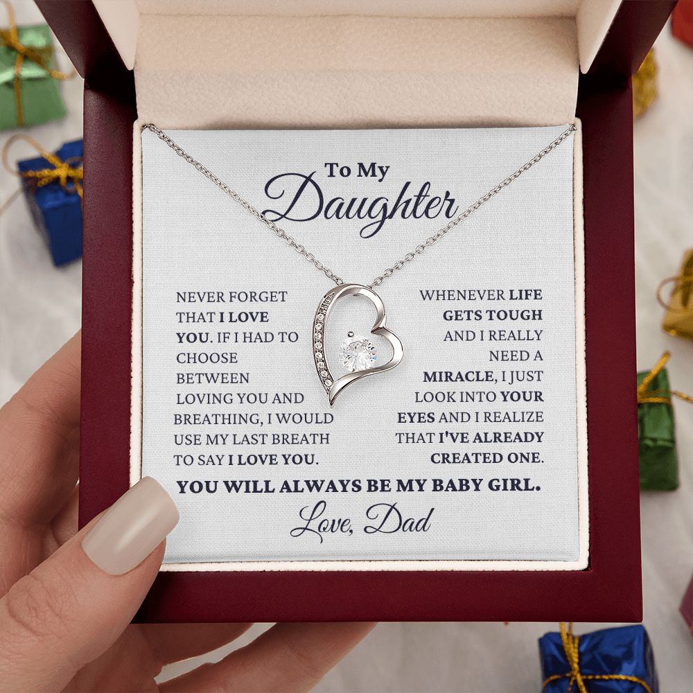 Gift for Daughter Love Dad "Never Forget That I Love You" Necklace