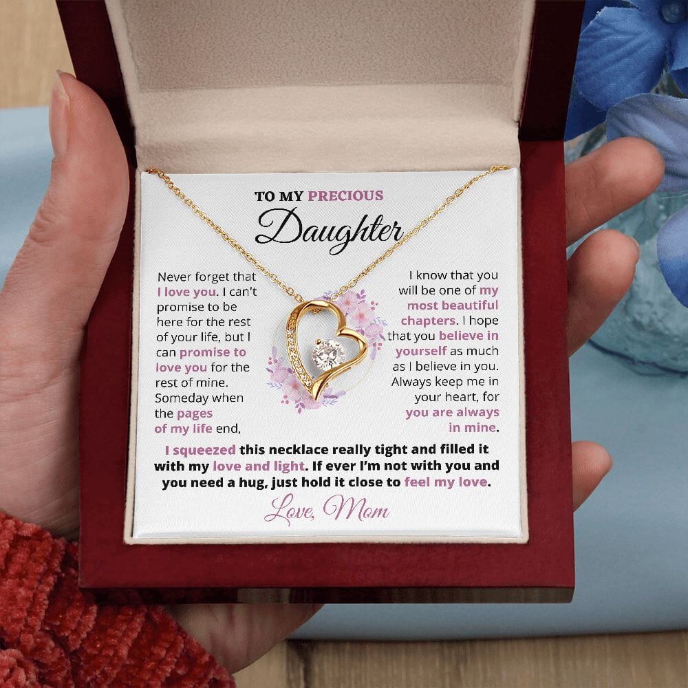 Gift For Precious Daughter "Always Keep Me In Your Heart" Love Mom Heart Necklace