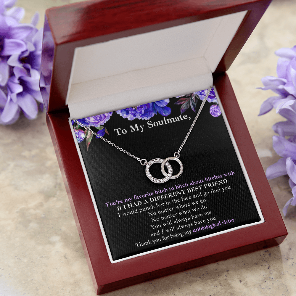 Gift for Bestie/Friend/Soulmate/Sister Necklace Pair Perfect 14K White Stainless Silver Birthday Graduation Message