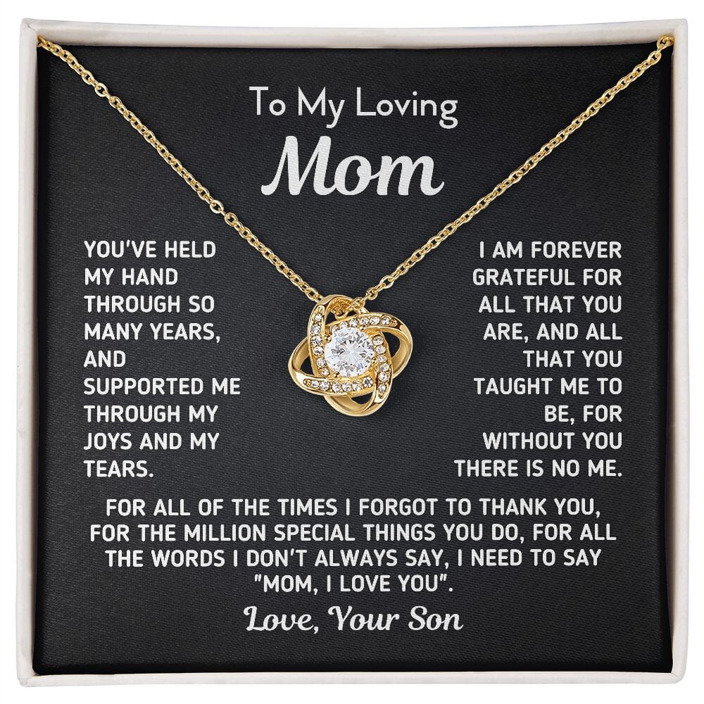 Gift for Mom From Son - "Without You There Is No Me" Gold Knot Necklace