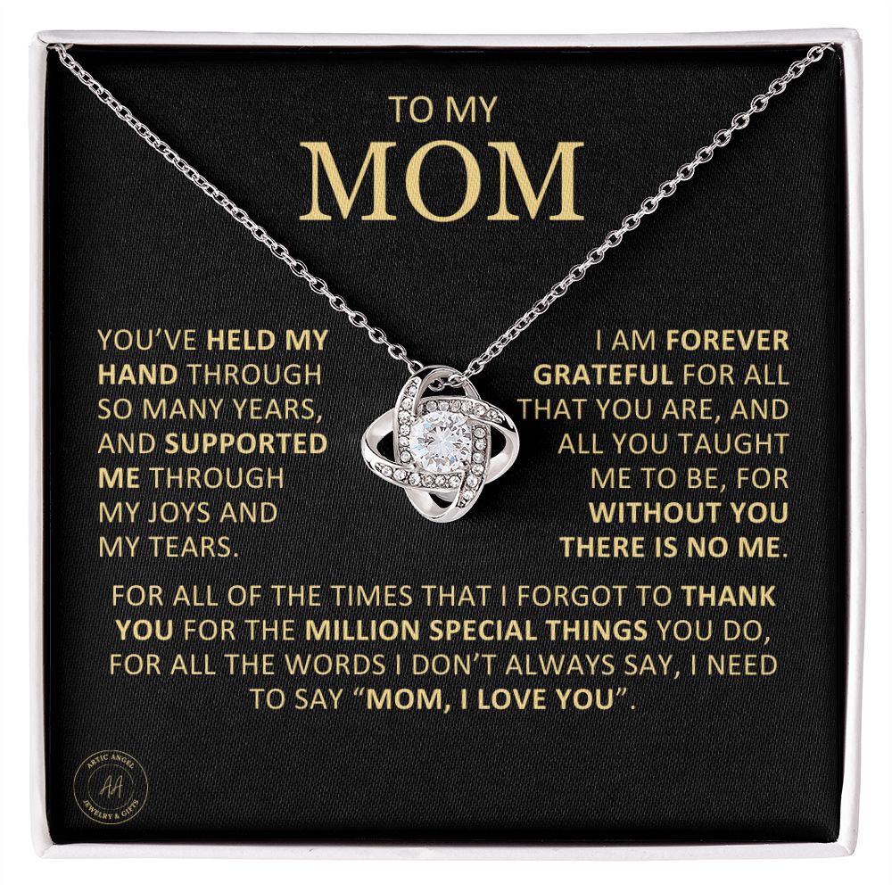 Unique Custom Gift for Mom "Without You There Is No Me" Knot Necklace