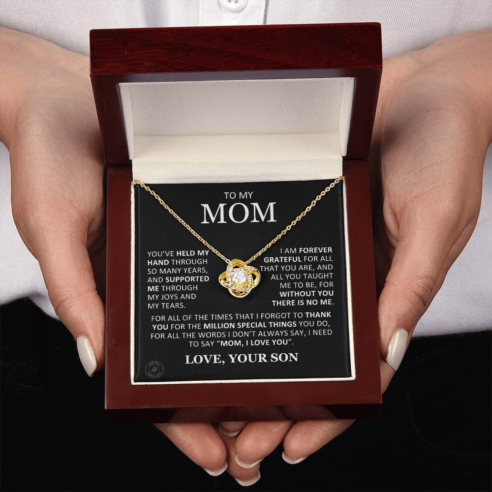 Beautiful Gift for Mom From Son "Without You There Is No Me" Knot Necklace