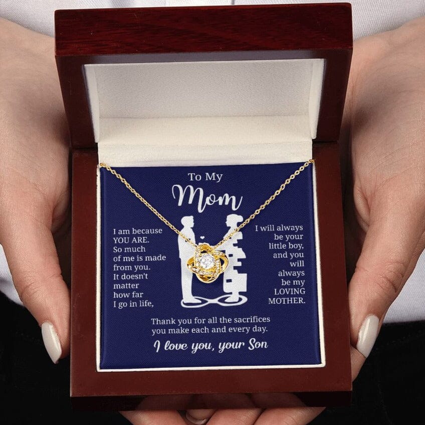 Gift For Mom From Son "I Am Because You Are" Knot Necklace