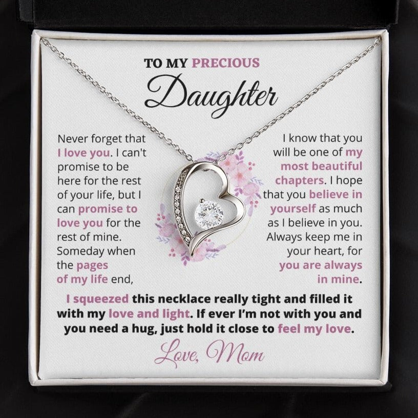 Gift For Precious Daughter "Always Keep Me In Your Heart" Love Mom Heart Necklace