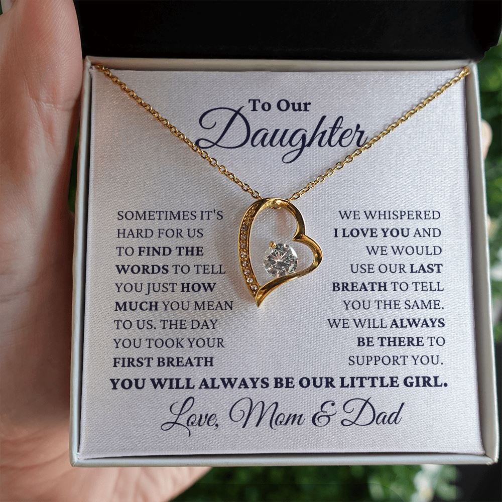 Gift for Daughter Love Mom and Dad "Our Little Girl" Necklace