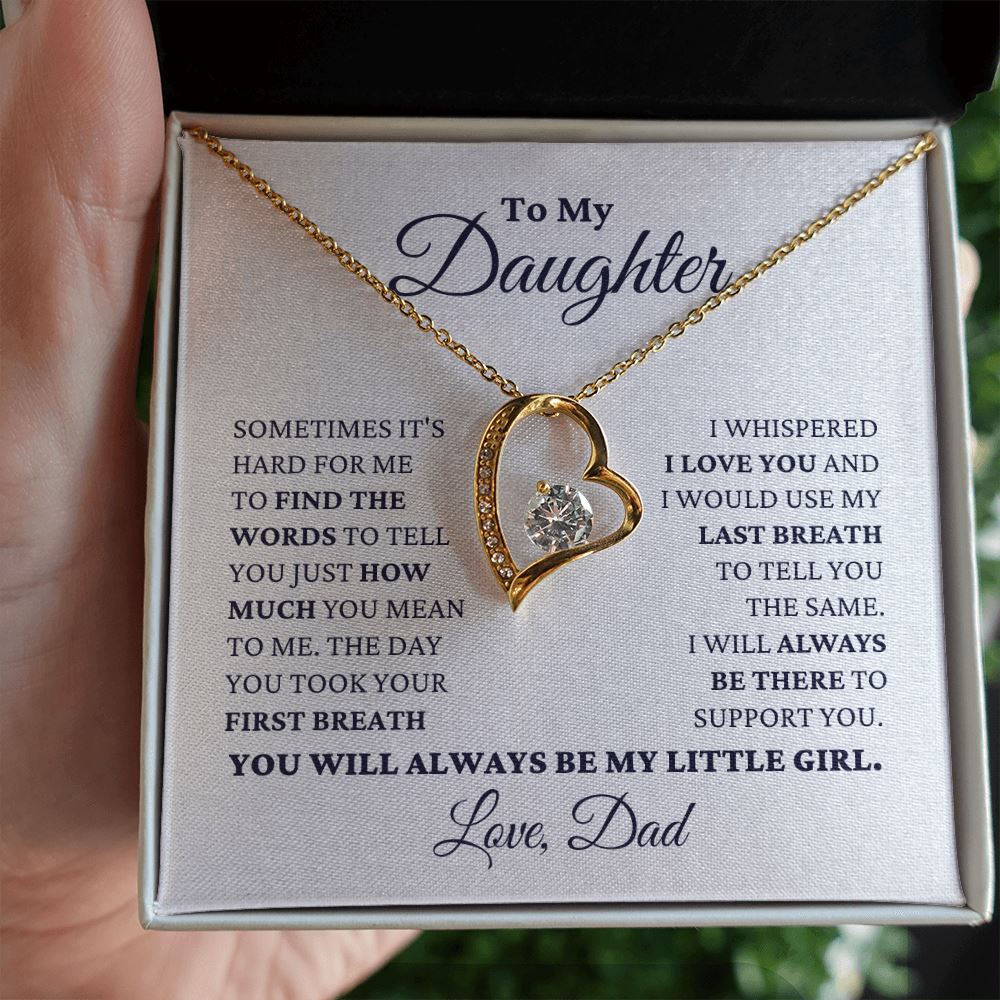 Gift for Daughter Love Dad "My Little Girl" Necklace