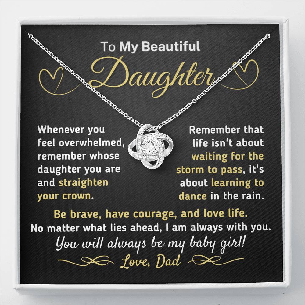 Gift for Daughter From Dad - "Straighten Your Crown" Knot Necklace
