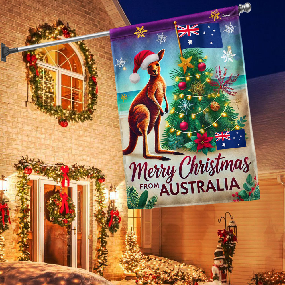 Australia Christmas Kangaroo Christmas Tree Australian Flag - Liberish