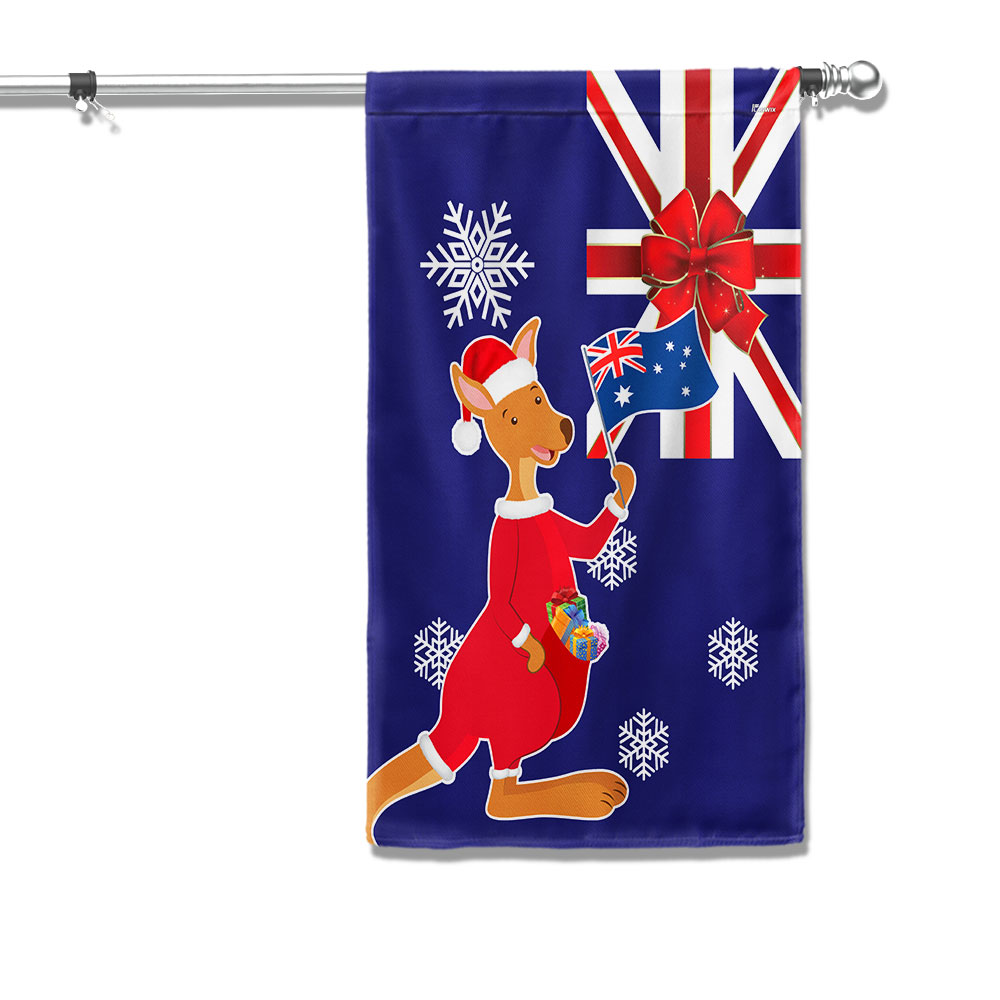 Australia Christmas Kangaroo Claus Merry Christmas Flag - Liberish