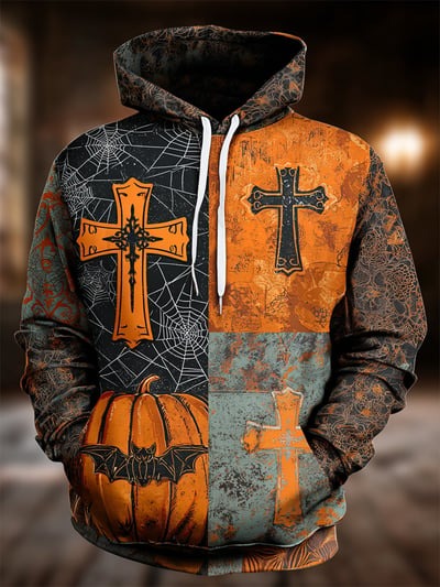 Faith Halloween Hoodie Vintage Style Christian Pumpkin Pullover Sweatshirt for Men Women Autumn Gift