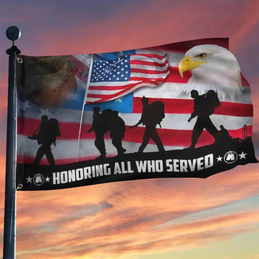 Bald Eagle Veterans Honoring All Who Served Flag Veterans Day Decor - Liberish