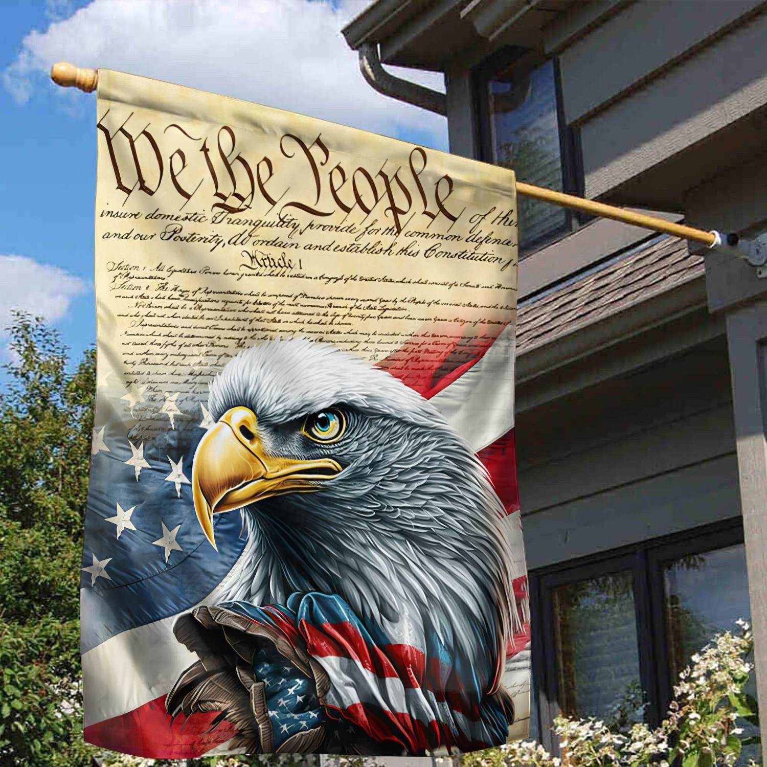 Bald Eagle We The People Flag American Flag Outdoor Patriotic Decor Gift For Veterans - Liberish