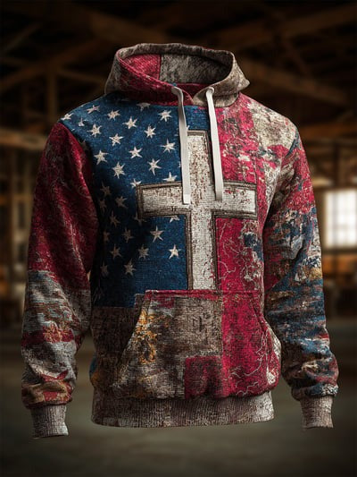 Vintage Faith American Flag Camo Hoodie Patriotic USA Freedom Sweatshirt for Men and Women Christian Gift