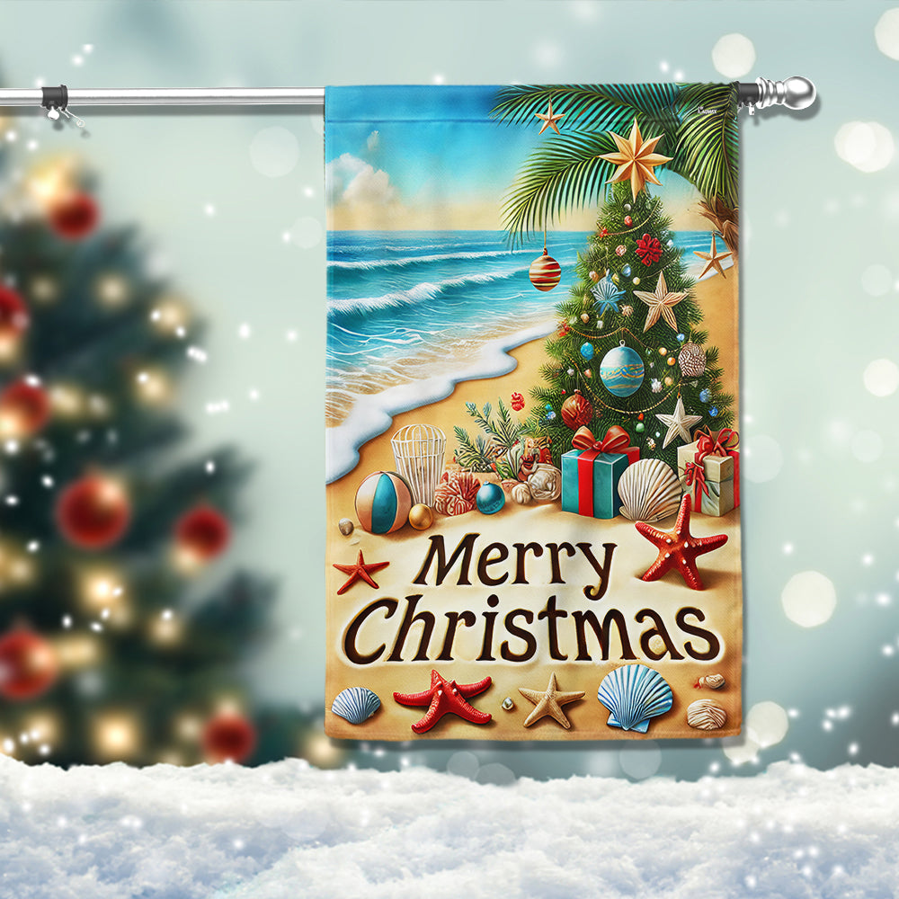 Beach Christmas At The Beach Merry Christmas Flag - Liberish