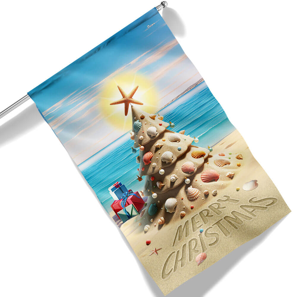 Beach Christmas Merry Christmas Christmas At The Beach Flag - Liberish