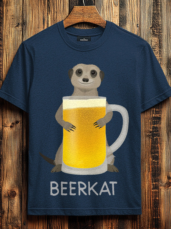Beerkat A Meerkat A With A Beer Print T-Shirt Birthday Present For Husband - Liberish