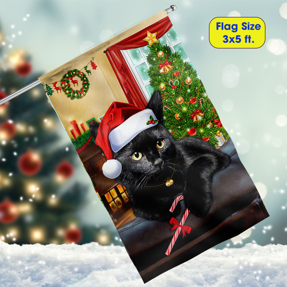 Black Cat Christmas Flag - Liberish