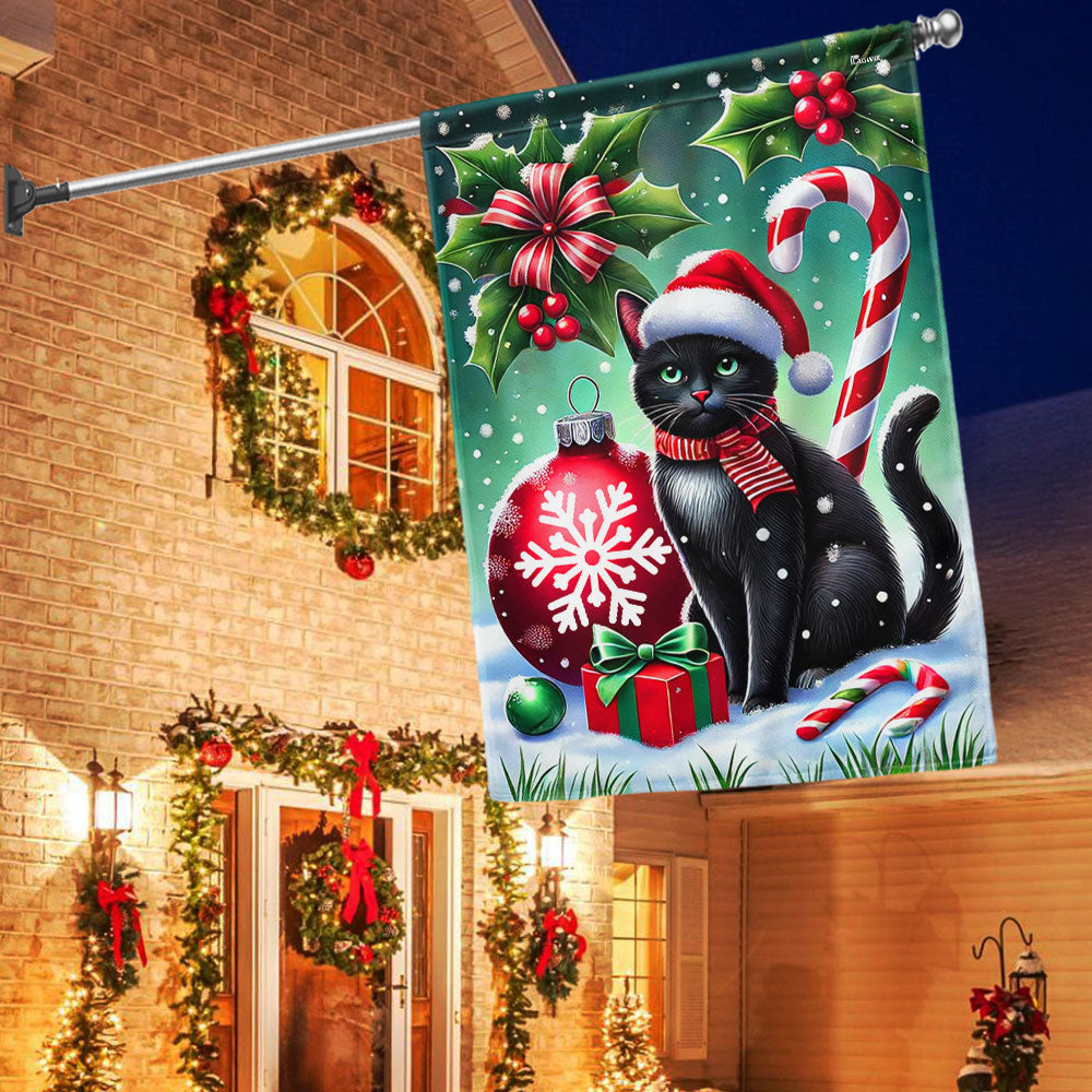 Black Cat Christmas Flag Christmas 2025 - Liberish