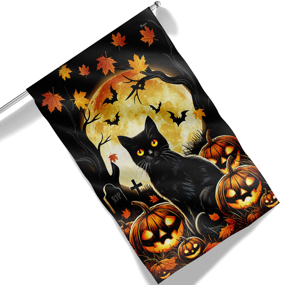 Black Cat Halloween Flag Halloween 2025 - Liberish