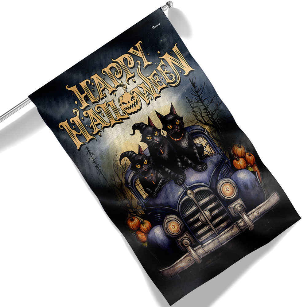 Black Cat Halloween Truck Flag - Liberish