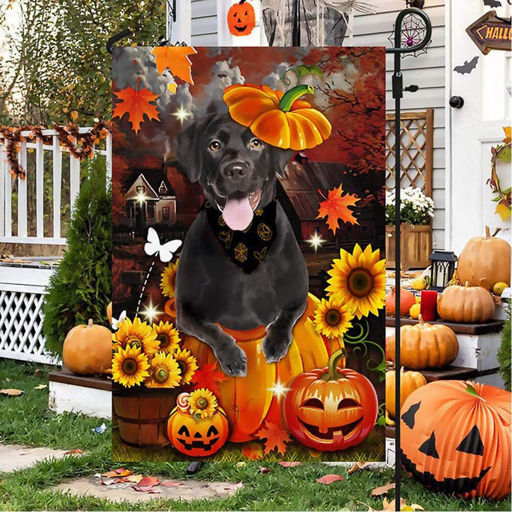 Black Labrador Pumpkin Happy Fall Yall Flag Nice Gift For Dog Lovers on Halloween Day - Liberish