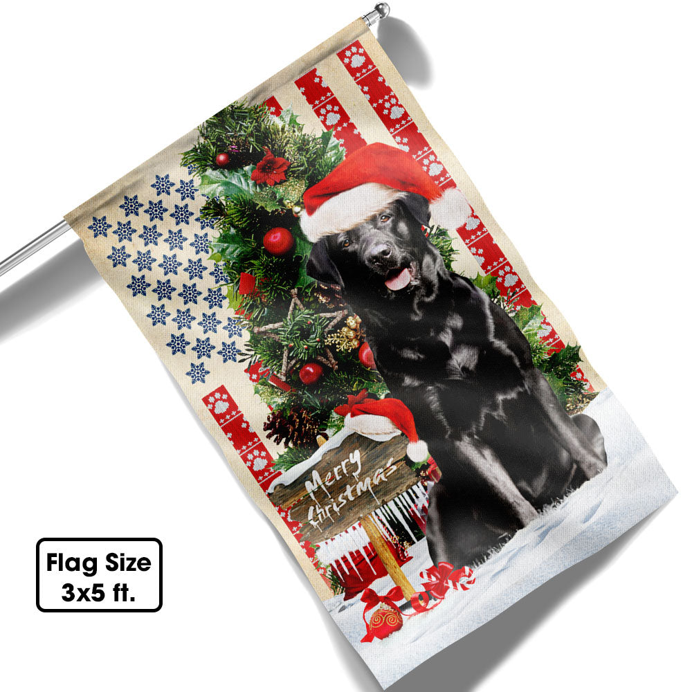 Black Labrador Retriever Dog Christmas American Flag - Liberish