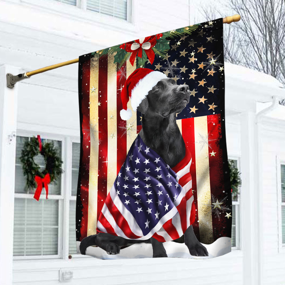 Black Labrador Retriever Flag Merry Christmas - Liberish