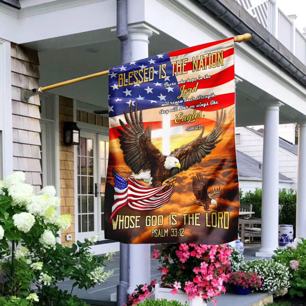 Blessed Is The Nation Whose God Is The Lord Eagle Flag - Liberish