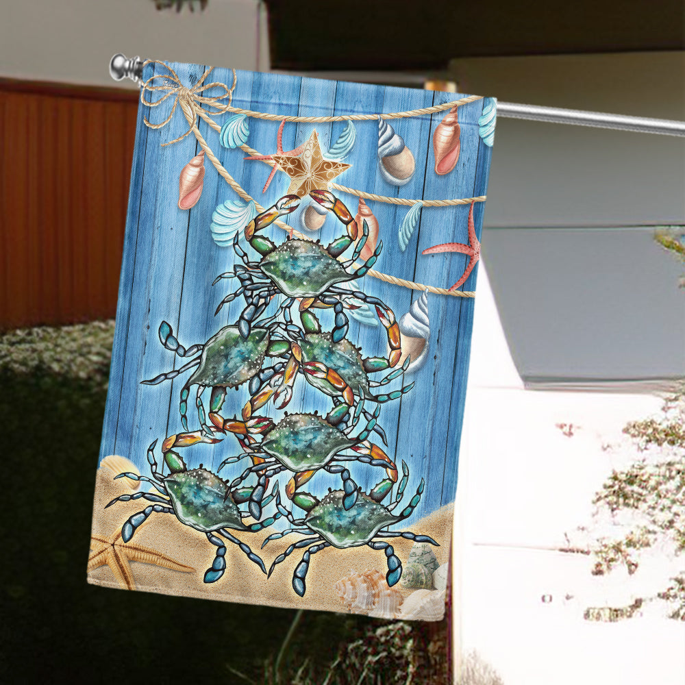 Blue Crab Christmas Flag - Liberish