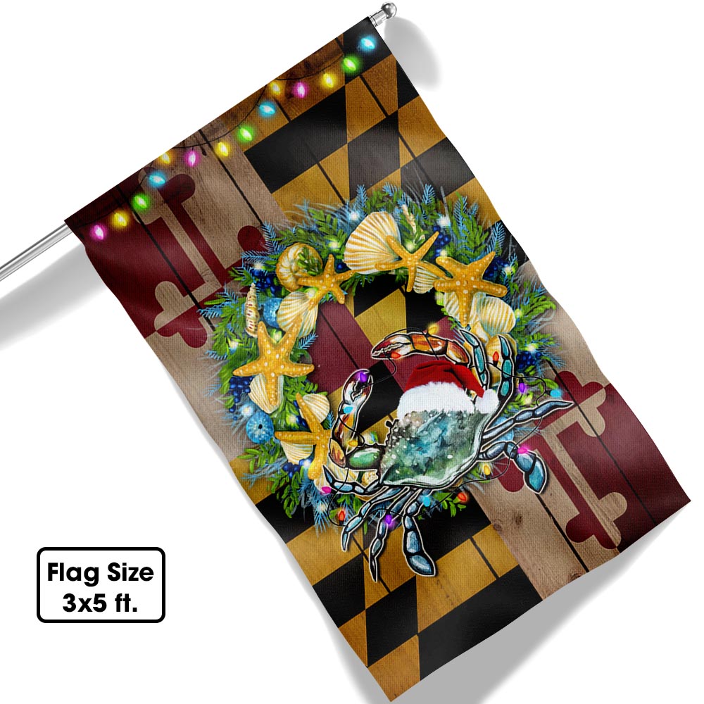 Blue Crab Maryland Christmas Flag - Liberish
