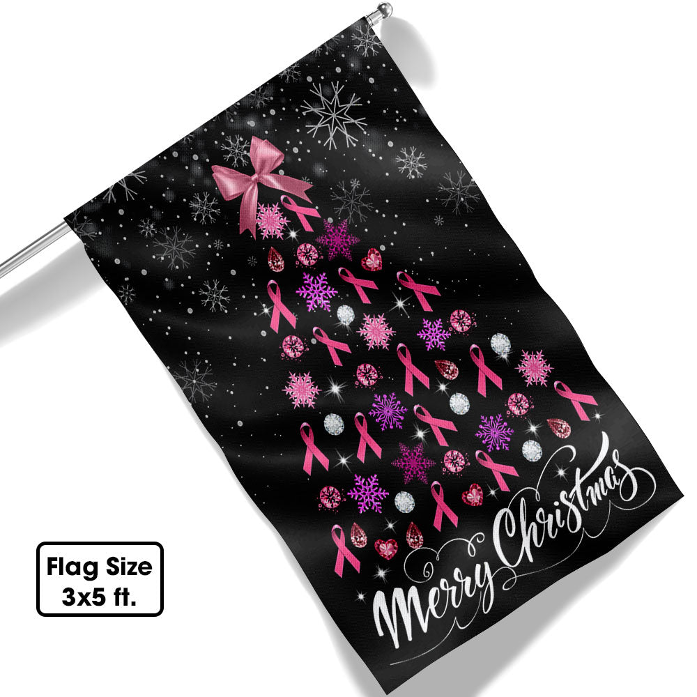 Breast Cancer Christmas Flag Merry Christmas Christmas Tree - Liberish
