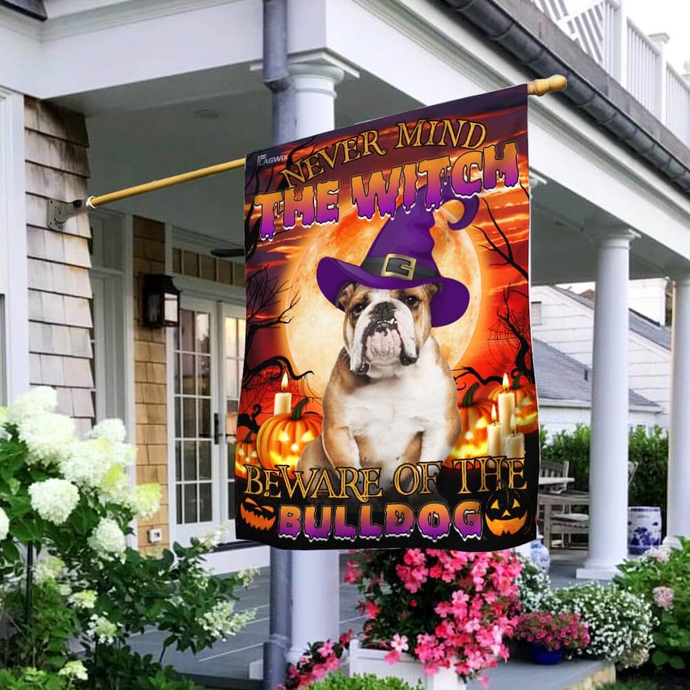 Bulldog Halloween Beware Of The Bulldog Flag - Liberish